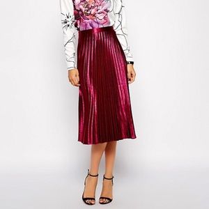 ASOS Pleated MIDI Skirt in Metallic